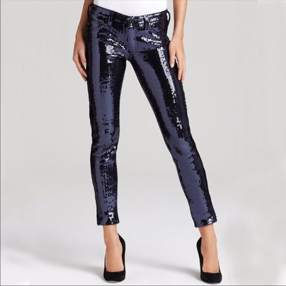 Ag Adriano Goldschmied Pants - AG Adriano Goldschmeid Navy Sequin Legging Ankle